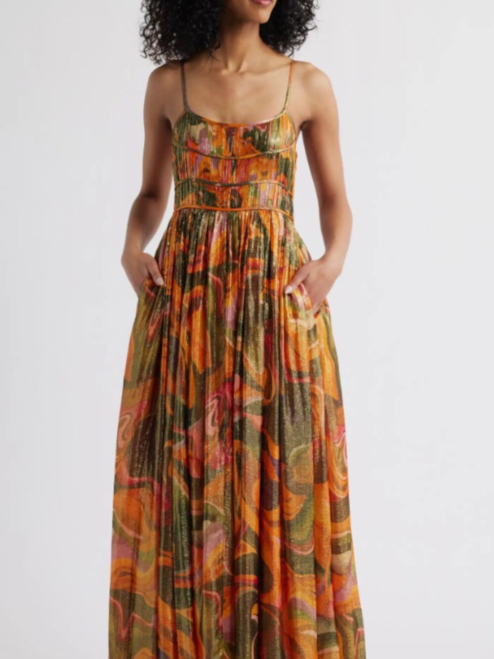 Sani Leela Metallic Gown in orange sz M NEW
